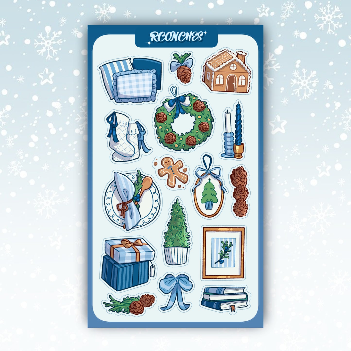 Hoja de pegatinas Blue Christmas