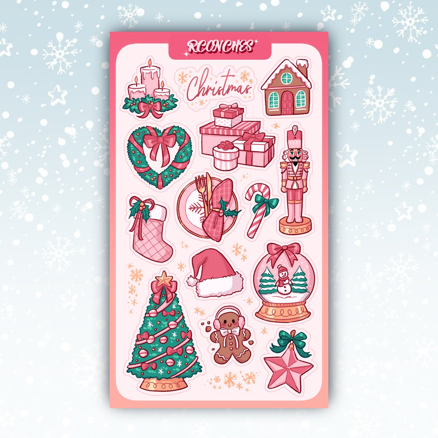 Hoja de pegatinas Pink Christmas